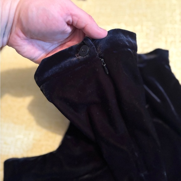 Vintage Elegant Black Velour Straight Leg Pants - Picture 3 of 7